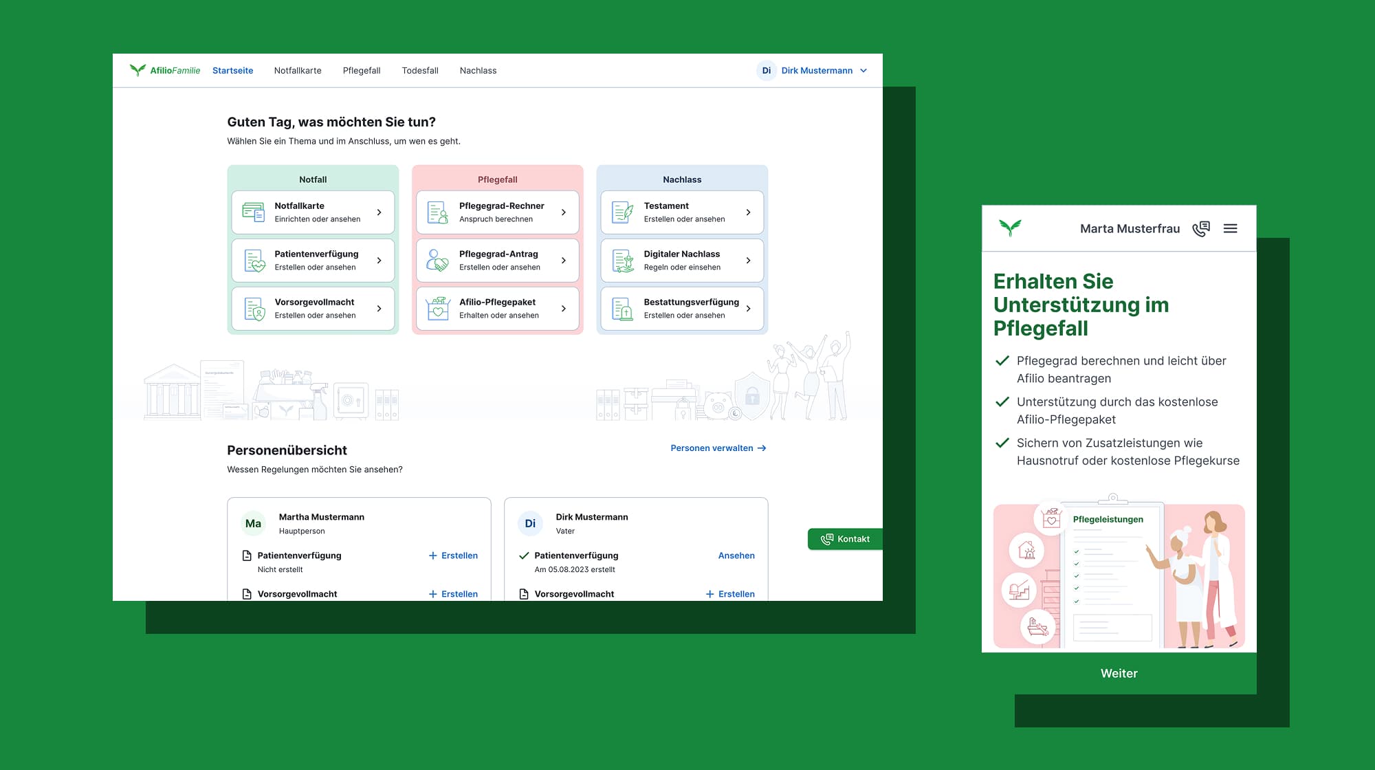screenshot of the Afilio app in desktop and mobile view