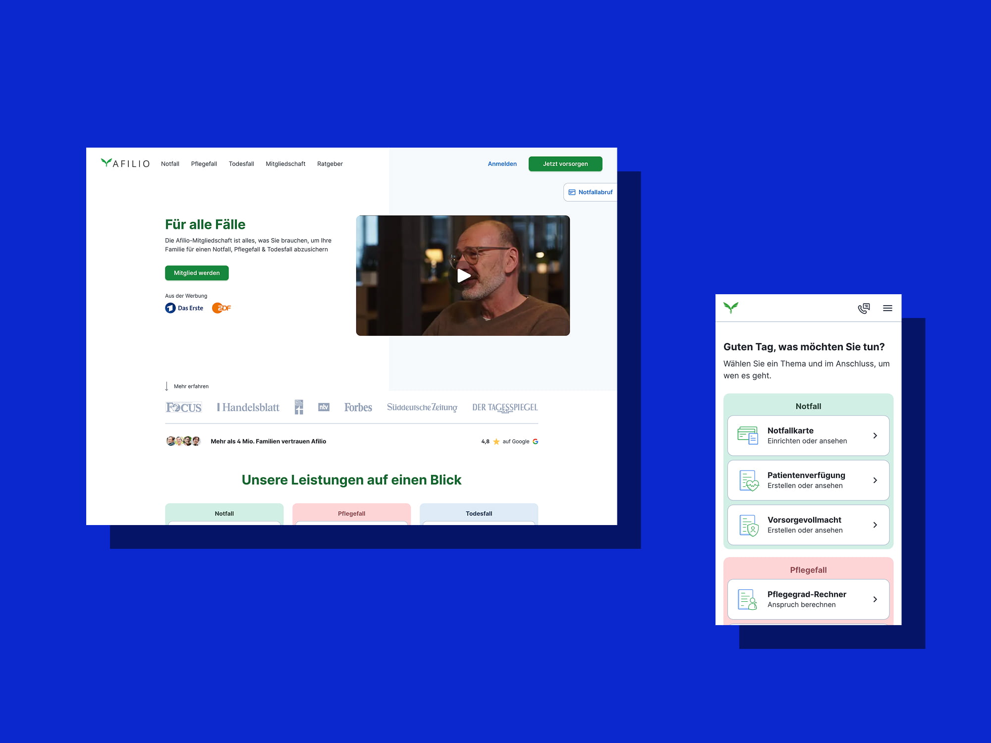 desktop and mobile screenshots of the Afilio website