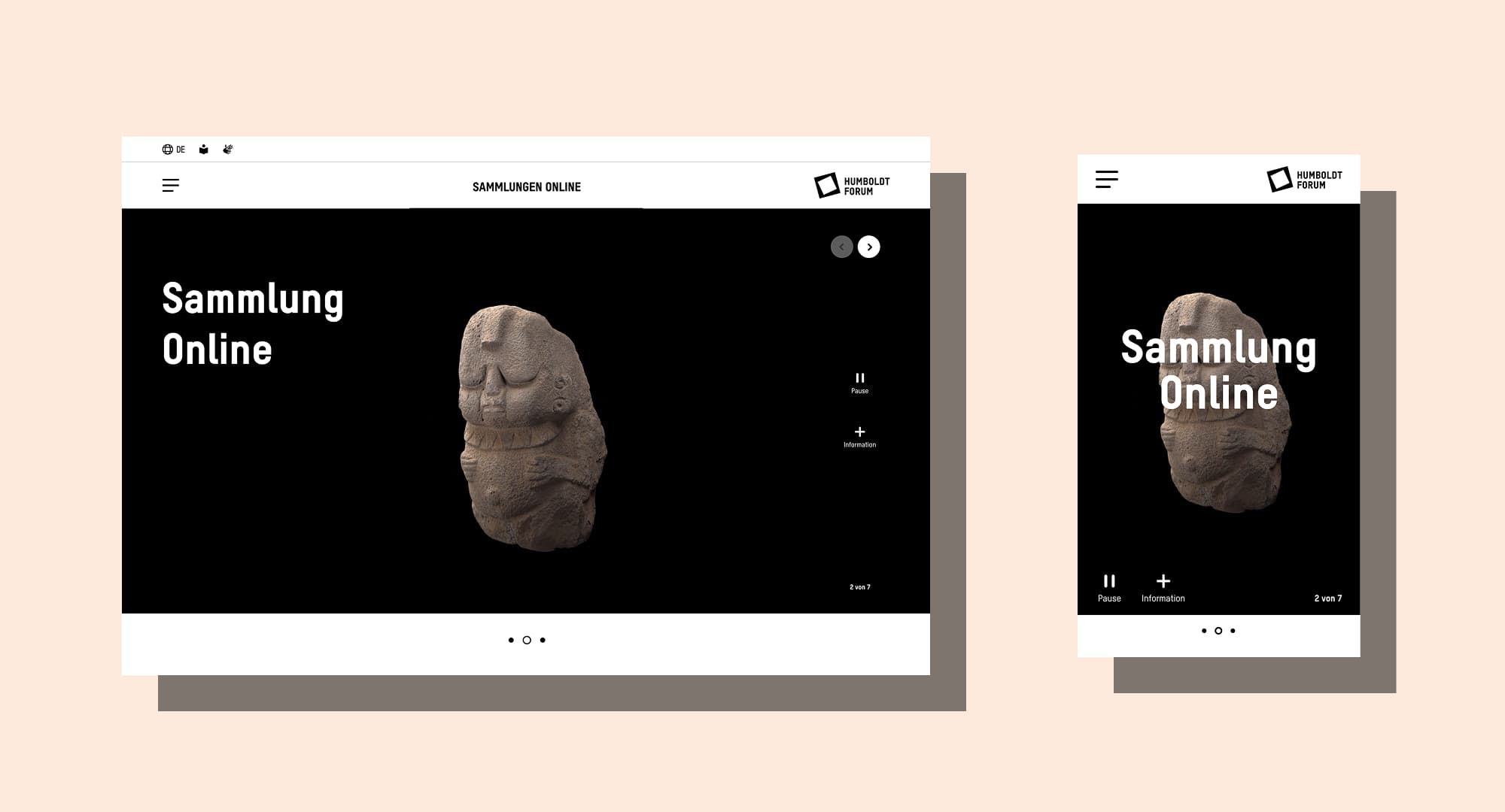 screenshot of Sammlungen Online homepage in desktop & mobile view