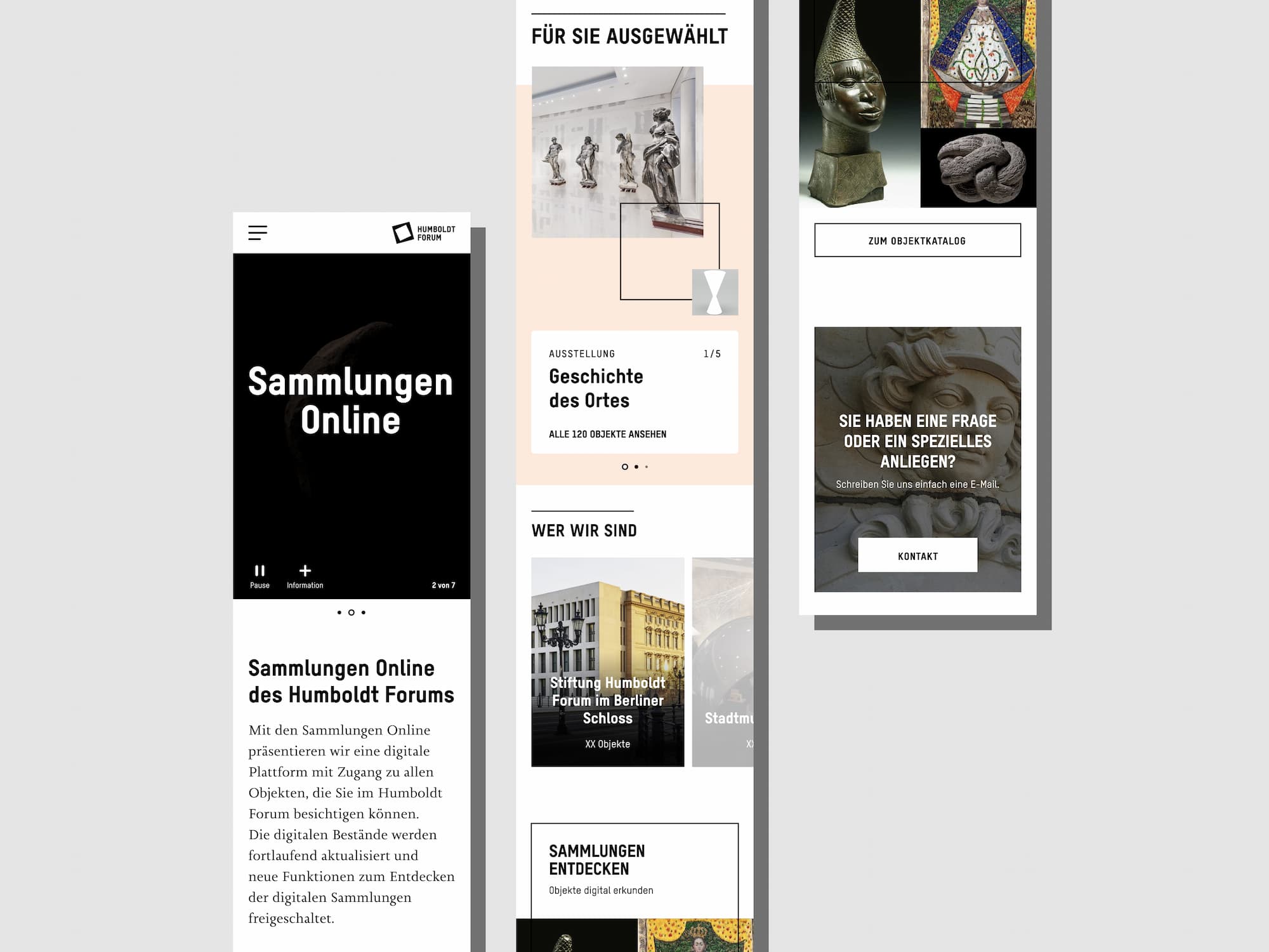 screenshot of Sammlungen Online homepage in desktop & mobile view